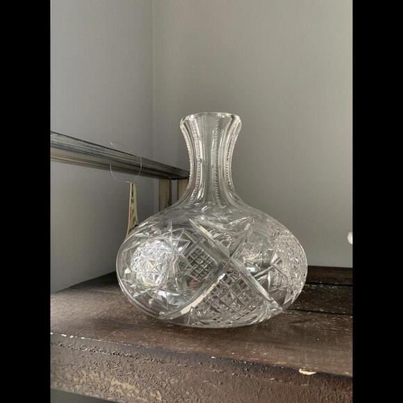 Vintage Crystal Carafe Vintage Vase Diamond Zipper Cut Decanter Clear - Picture 7 of 11